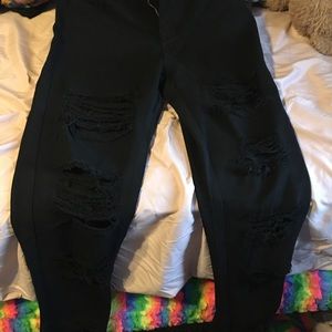 These are a high waisted ripped jeans.